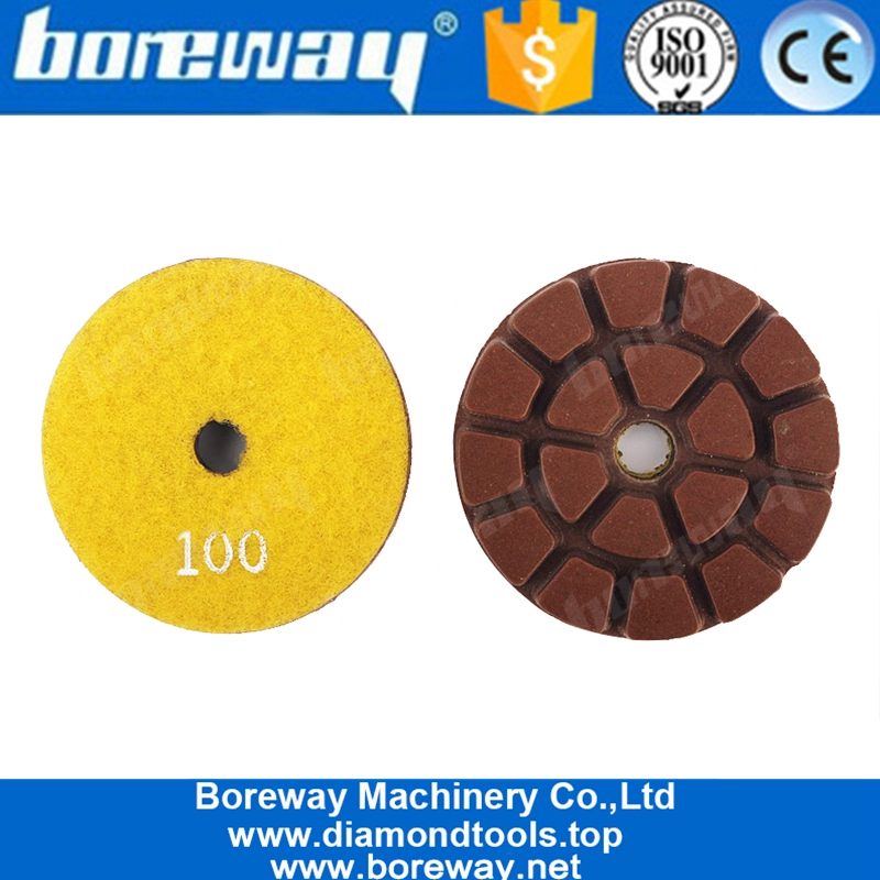 कंक्रीट पत्थर के लिए Boreway 75mm राल हीरा तल चमकाने पैड