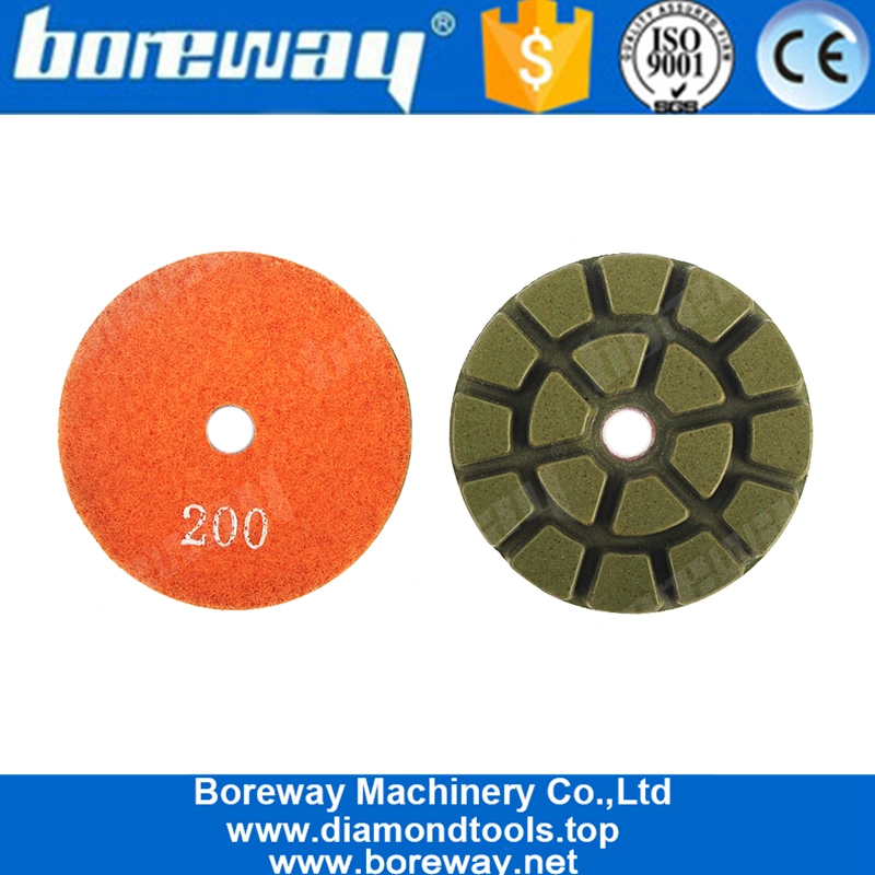 कंक्रीट पत्थर के लिए Boreway 75mm राल हीरा तल चमकाने पैड