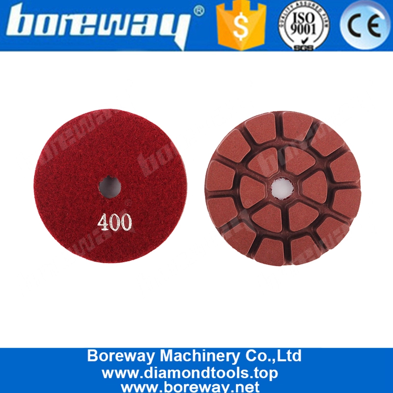 कंक्रीट पत्थर के लिए Boreway 75mm राल हीरा तल चमकाने पैड