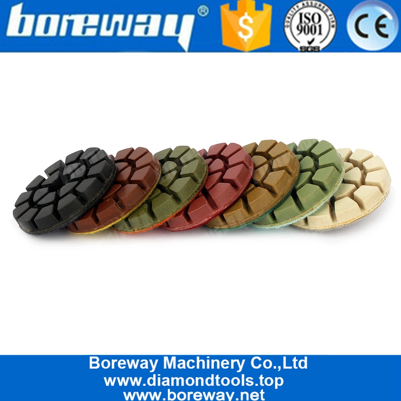कंक्रीट पत्थर के लिए Boreway 75mm राल हीरा तल चमकाने पैड