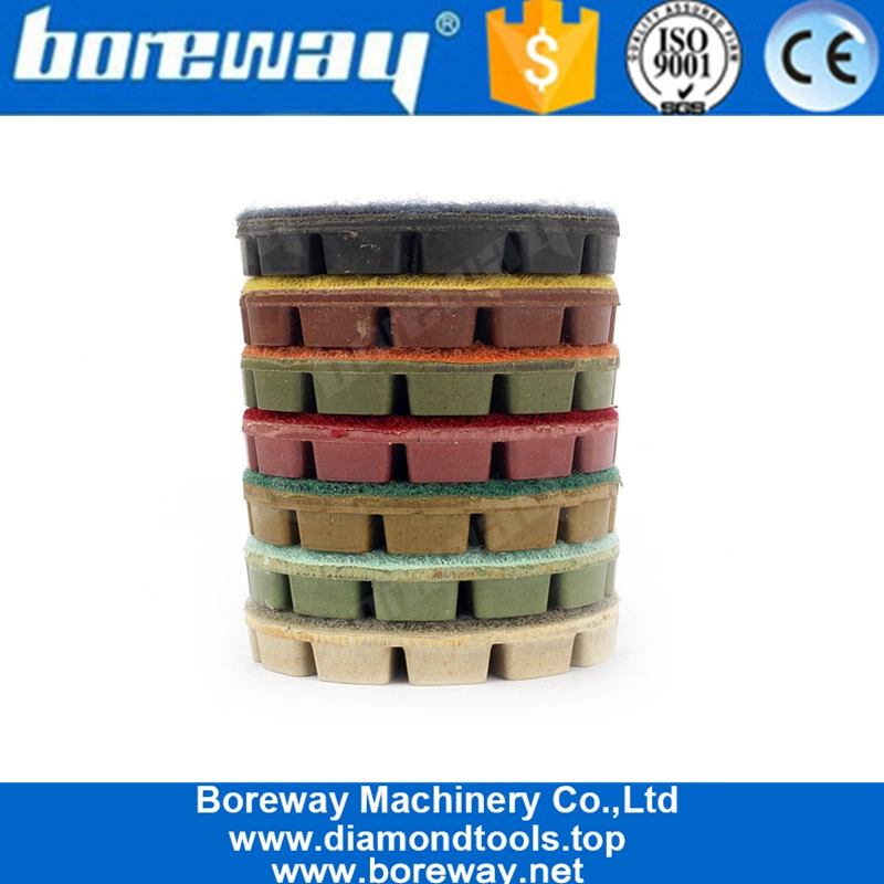कंक्रीट पत्थर के लिए Boreway 75mm राल हीरा तल चमकाने पैड
