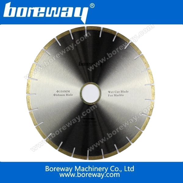 Boreway edge cutting blade and segment for marble