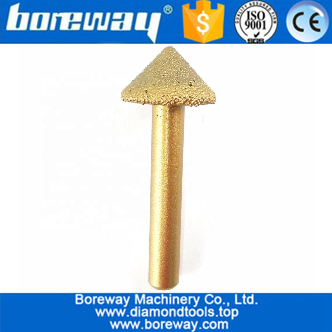 Boreway توريد 8 ملليمتر مقبض 90 درجة كبير الفطر 3d فراغ صنع الماس الحفر بت ، الماس نحت بت