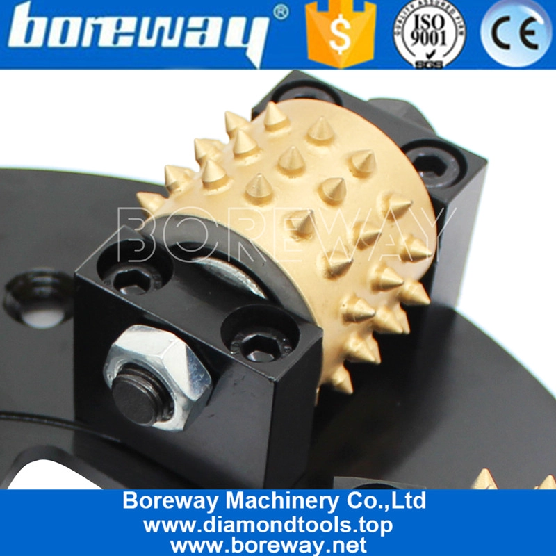 China 270mm Rotary HTC Bush Hammer Plate With 6 Carbide Alloy Roller Manufacturer