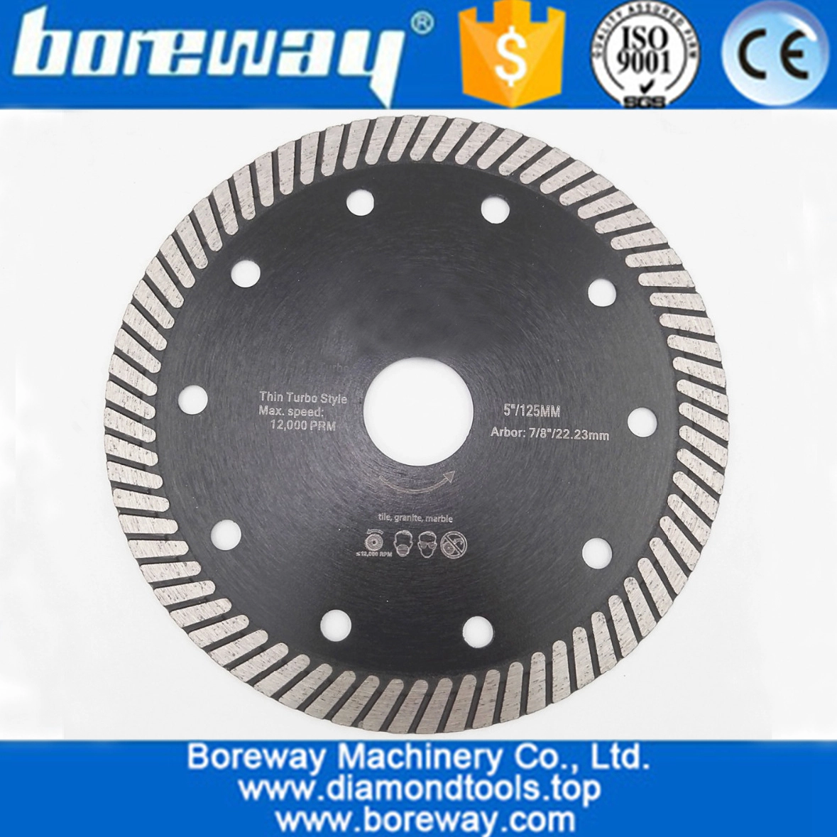 Chine le diamant de Supinch pressé chaud par diamant de 4inch 4.5inch 5inch a vu la lame pour la coupe de granit de tuile en céramique usine