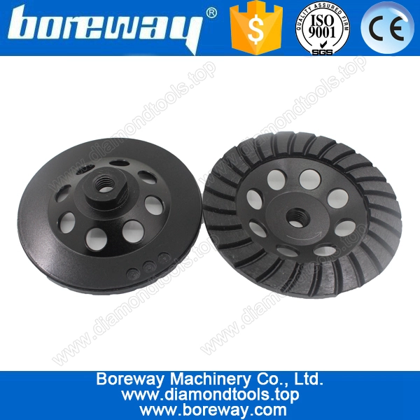 Black D125*M14 Corrugated segment hot press and sinter diamond cup grinding wheels for grinding stone and concrete