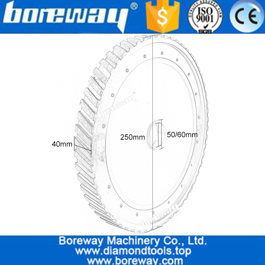D250mm diamond silent core calibrating milling wheel with segment wide 40mm for grinding granite and marble