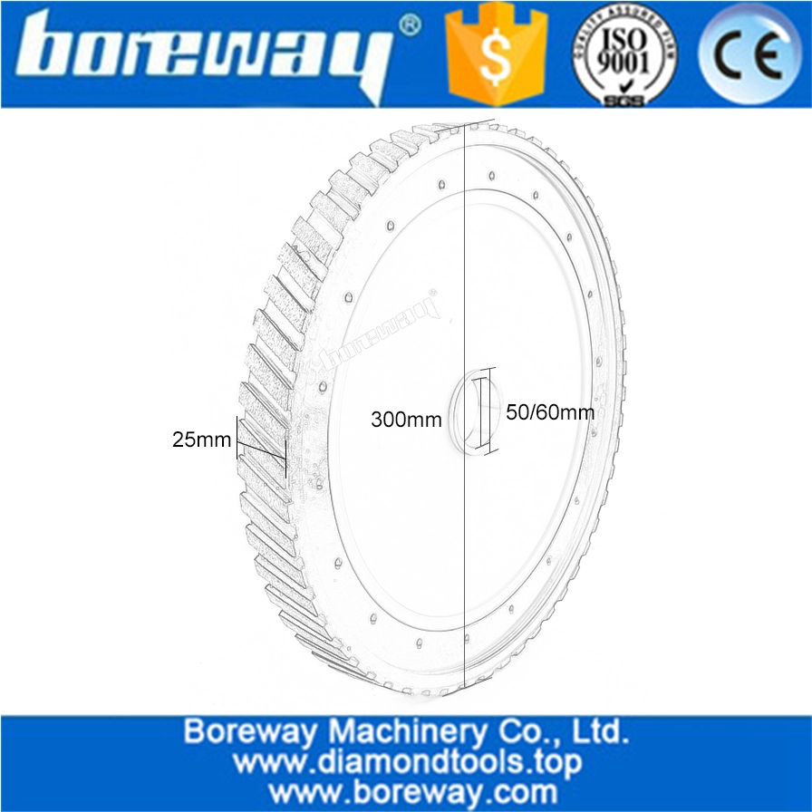 D300mm diamond silent core milling wheel with segment wide 25mm grinding granite and marble