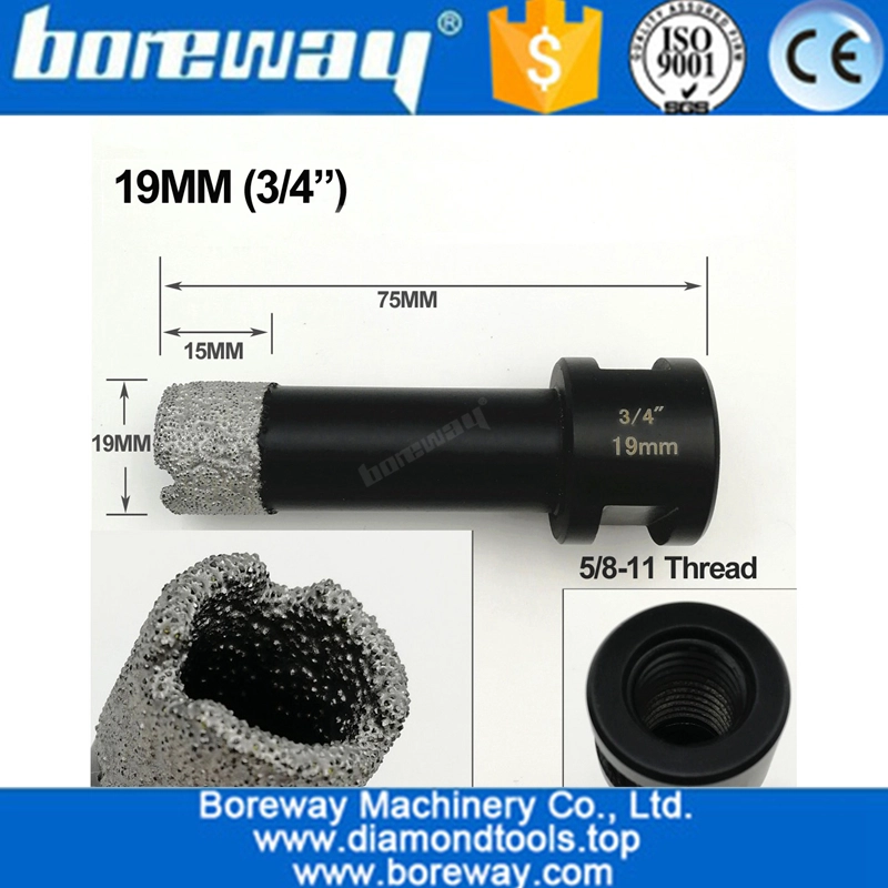 Dia.19mm Vacuum Brazed Diamond drill core bit hotsell vacuum brazed diamond dry drilling bits with 5/8"-11 thread connection