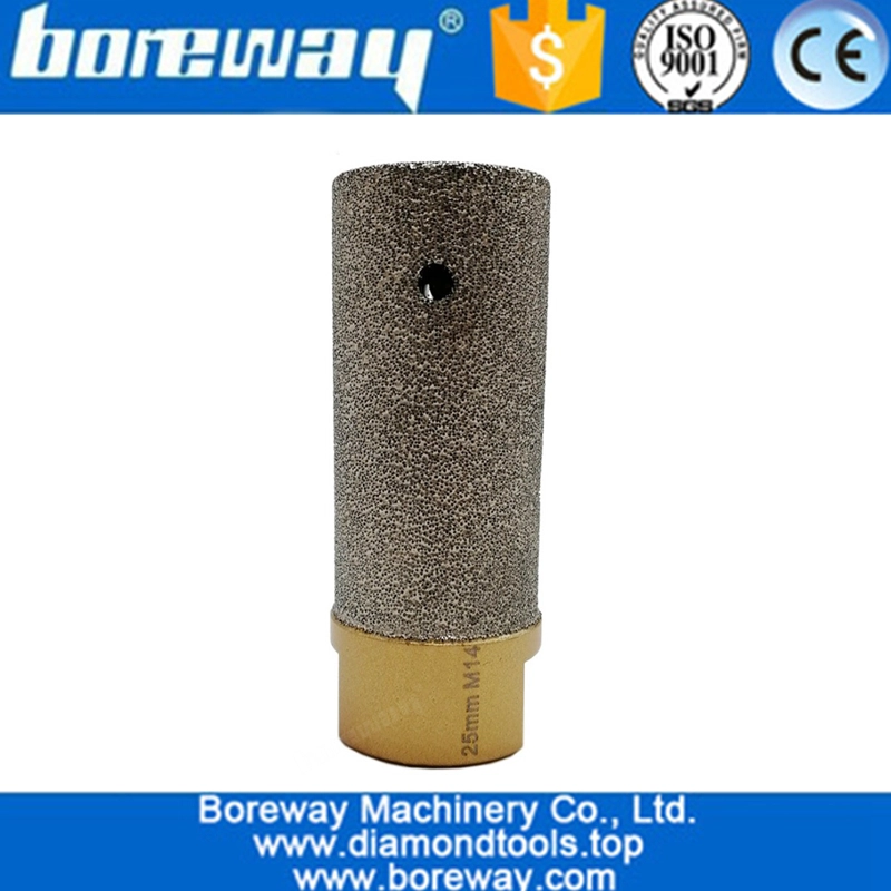 디아. 25mm 진공 브레이징 스톤 CNC 다이아몬드 핑거 비트 (M14 포함) 다이아몬드 드릴링 핑거 밀링 비트를 사용한 스레딩 된 장수명