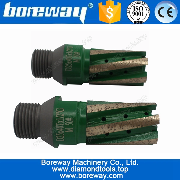 Diamond CNC Segment Milling Cutter with Strengthen Bottom D25*40T*1/2"G