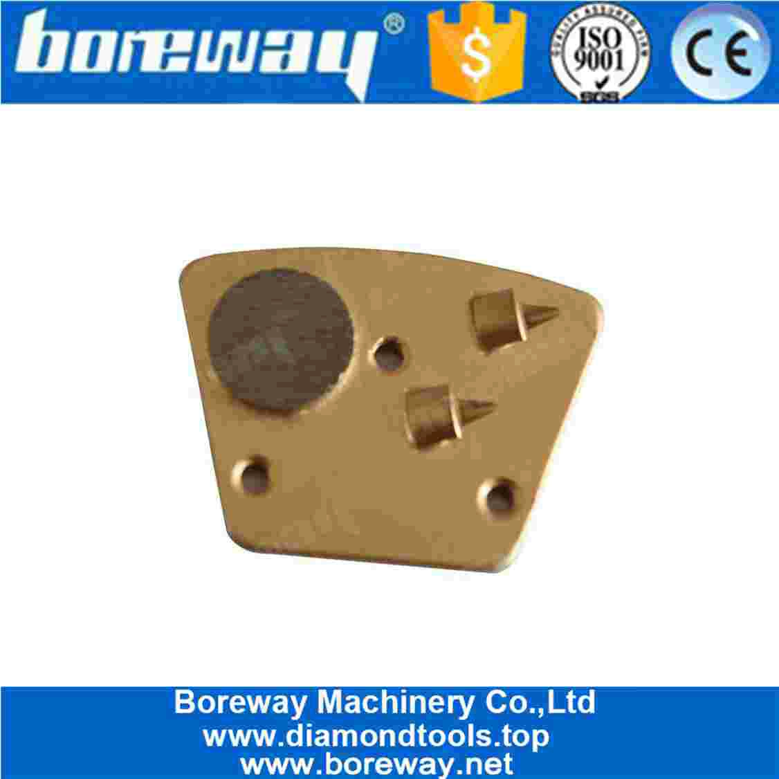 Diamond Grinding Shoes With Two 1/4 PCD And One Round Segment For Removal Of Epoxy Glue And Resin Off Concrete Floor