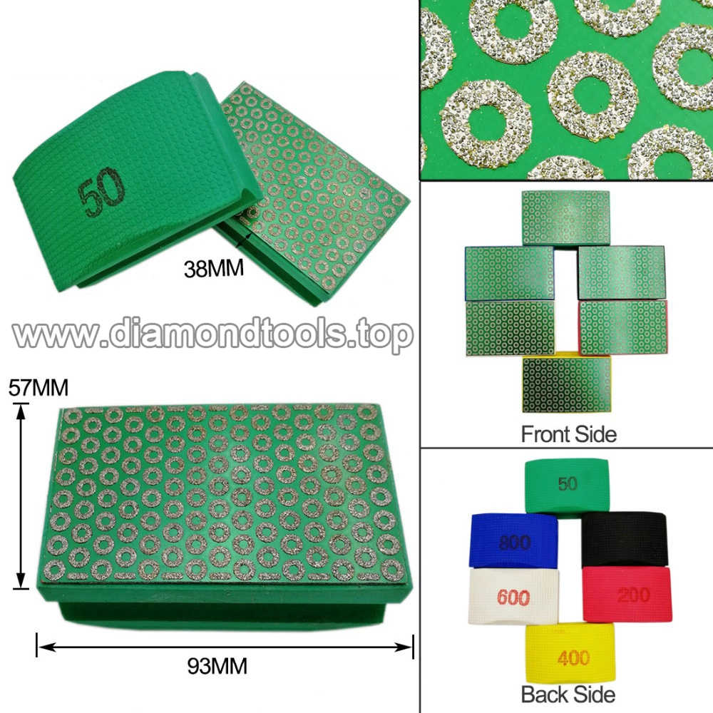 Diamond Hand Polishing Pad for concrete stone 90X55MM Diamond Hard Foam-backed Hand Pad Grit #50+#100