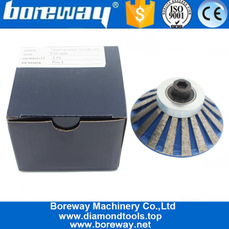 E Shape Diamond Profiling Segmented Router Bit Edging Granite Marble Stone With m8 Connector Manufacturer