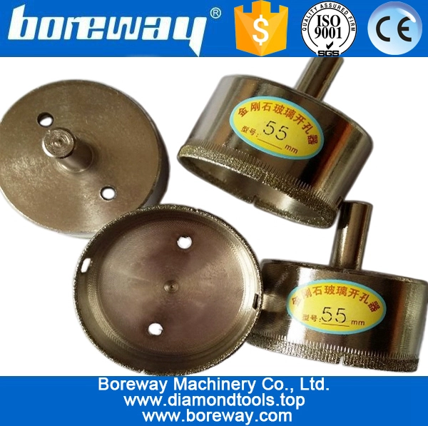 Electroplated diamond drill bits for drilling glass