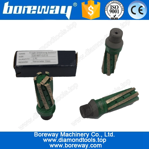 High quality strength bottom D25*60T*1/2“-G segmented diamond milling finger bits for grinding microcrystalline stone