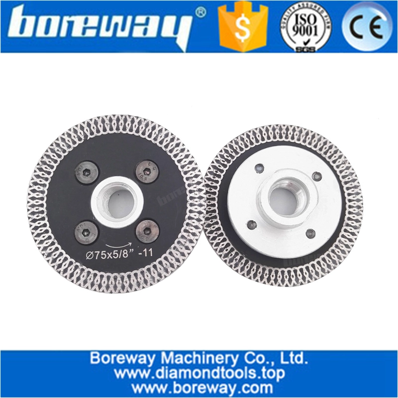 Hot pressed mini mesh turbo rim diamond blades with removable M14 flange factory price 75MM Carving blade cutting disc