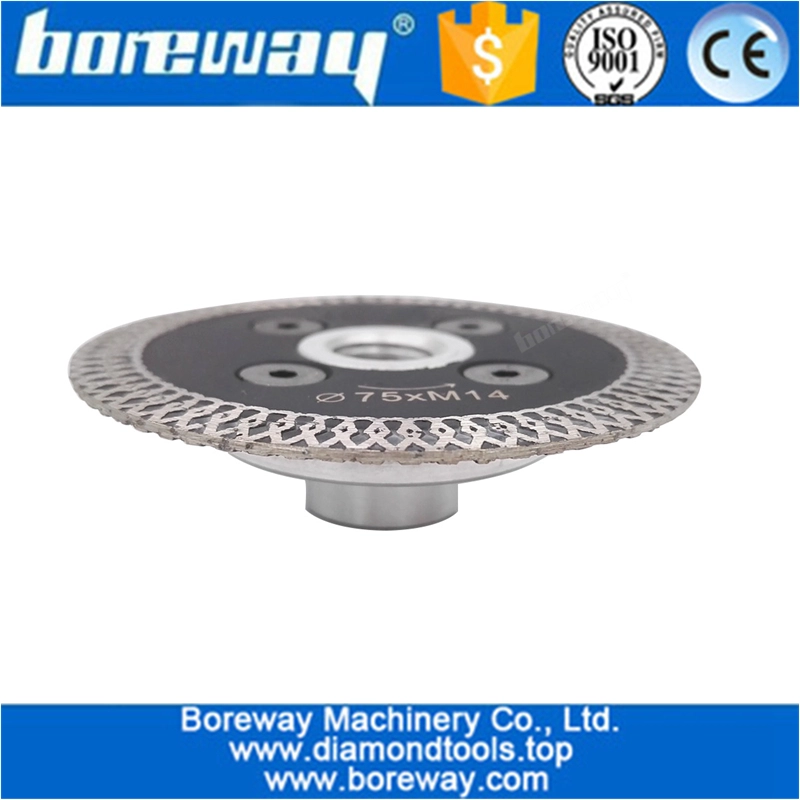 Hot pressed mini mesh turbo rim diamond blades with removable M14 flange factory price 75MM Carving blade cutting disc