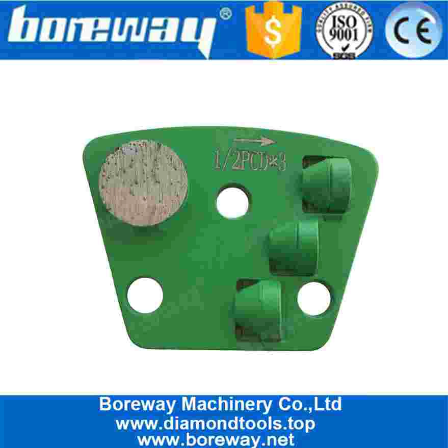 One Round Segment And 3x1/2 PCD Diamond Grinding Shoe For Concrete Surface