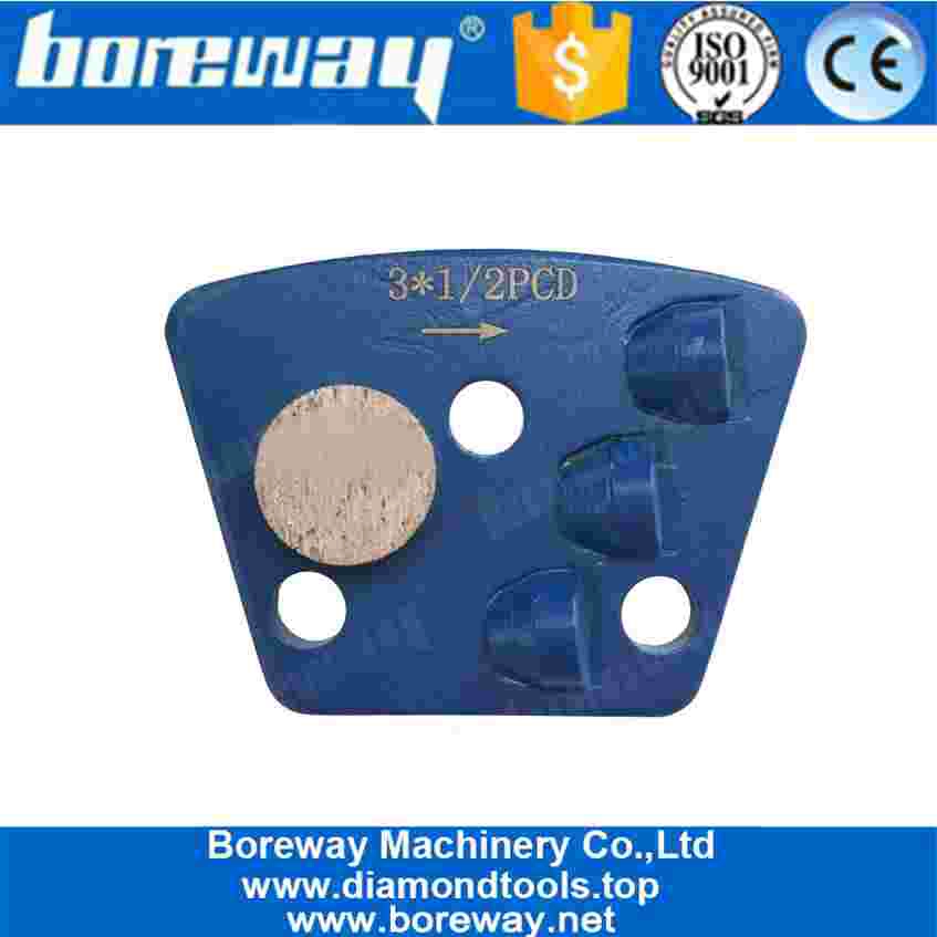 One Round Segment And 3x1/2 PCD Diamond Grinding Shoe For Concrete Surface
