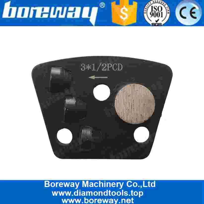 One Round Segment And 3x1/2 PCD Diamond Grinding Shoe For Concrete Surface