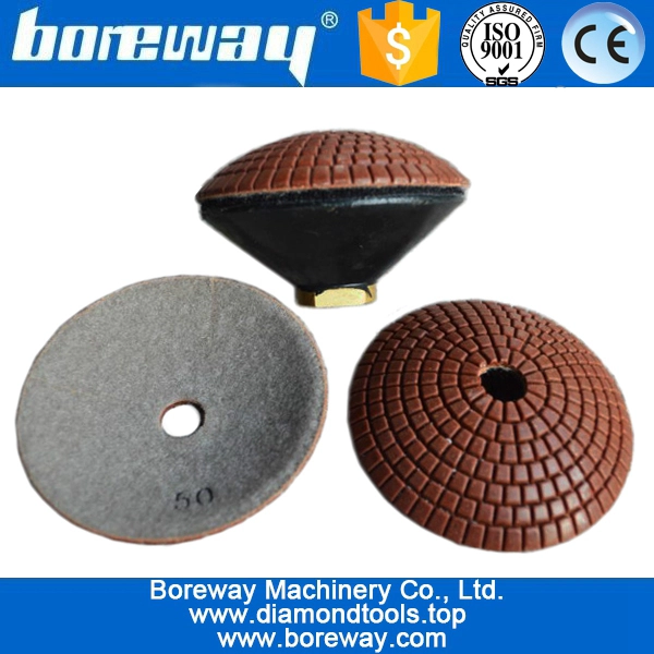 Resin concave diamond grinding and polishing pad