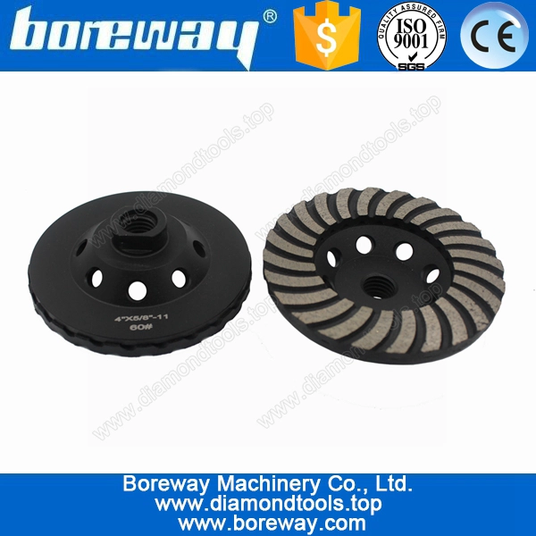Supply 4"*5/8"-11 Double Turbo Wave Diamond Grinding Cup Wheel For Stone