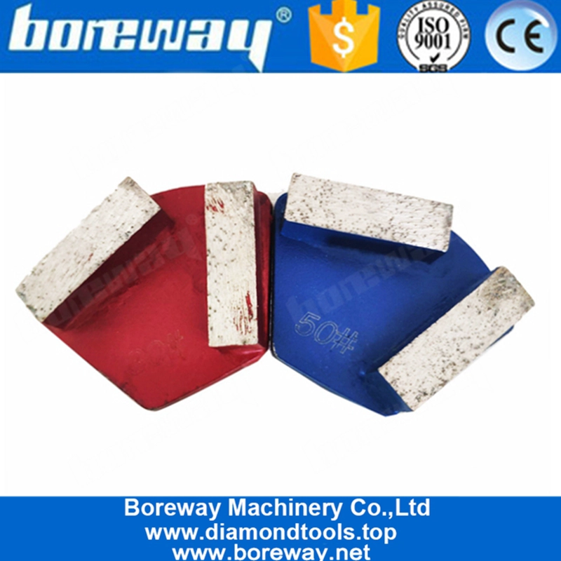 Two Rectangle Segments Single Pins Diamond Trapezoid Grinding Shoes For Concrete Grinder