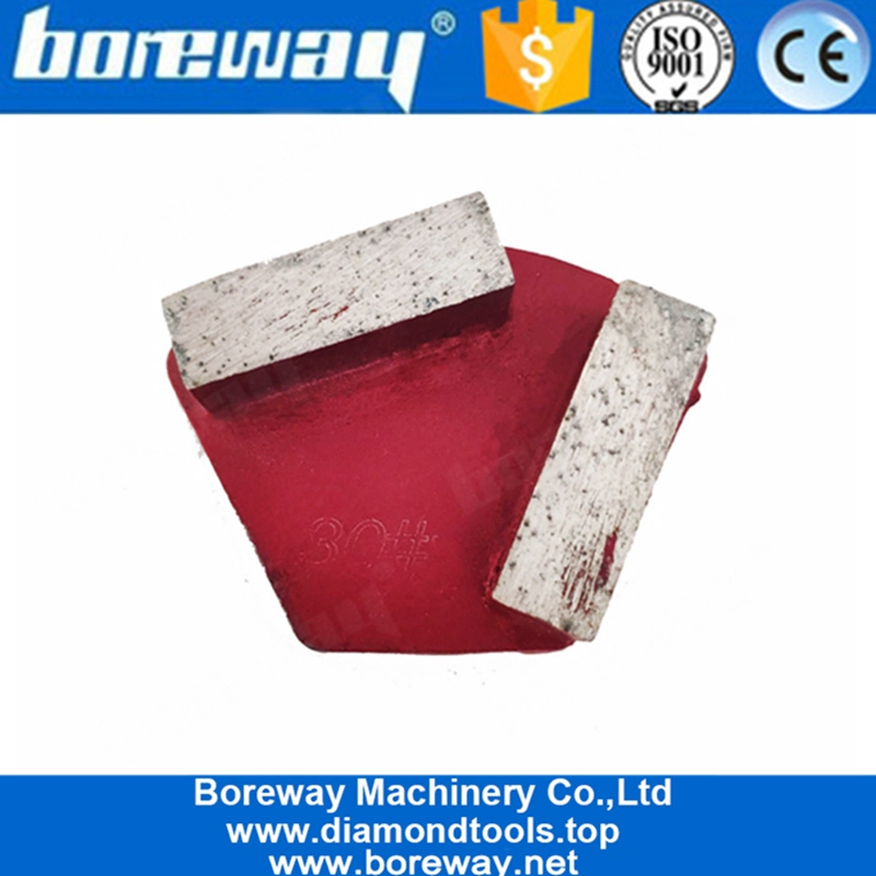 Two Rectangle Segments Single Pins Diamond Trapezoid Grinding Shoes For Concrete Grinder
