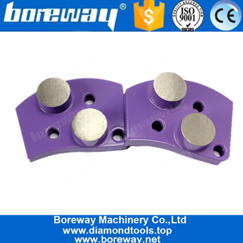 Two Round Segments Trapezoid Diamond Concrete Grinding Shoes With Thread Holes