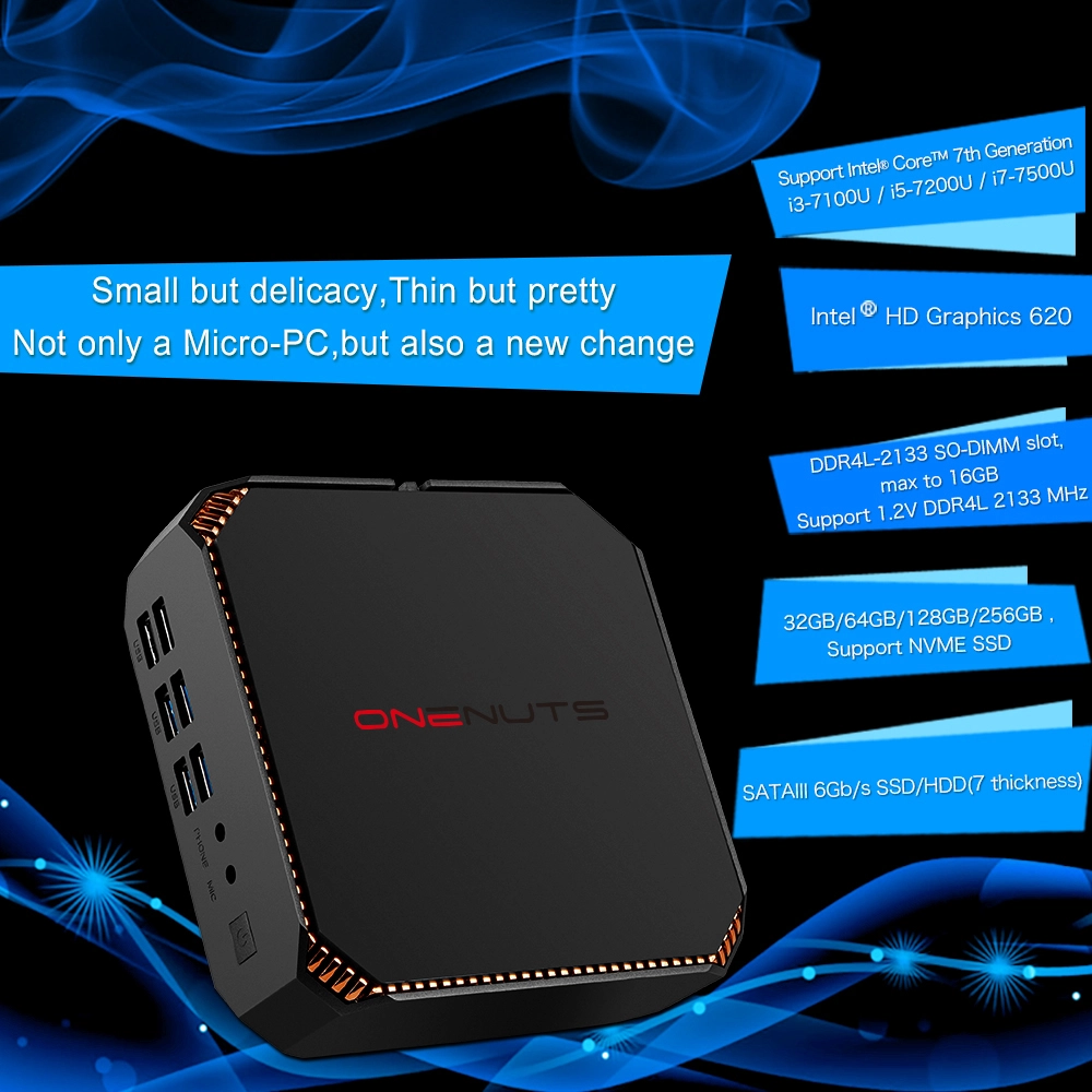 Onenuts Nut 7 Intel Core 7 Generation Mini PC Windows 10 i3-7100U/i5-7200U/i7-7500U