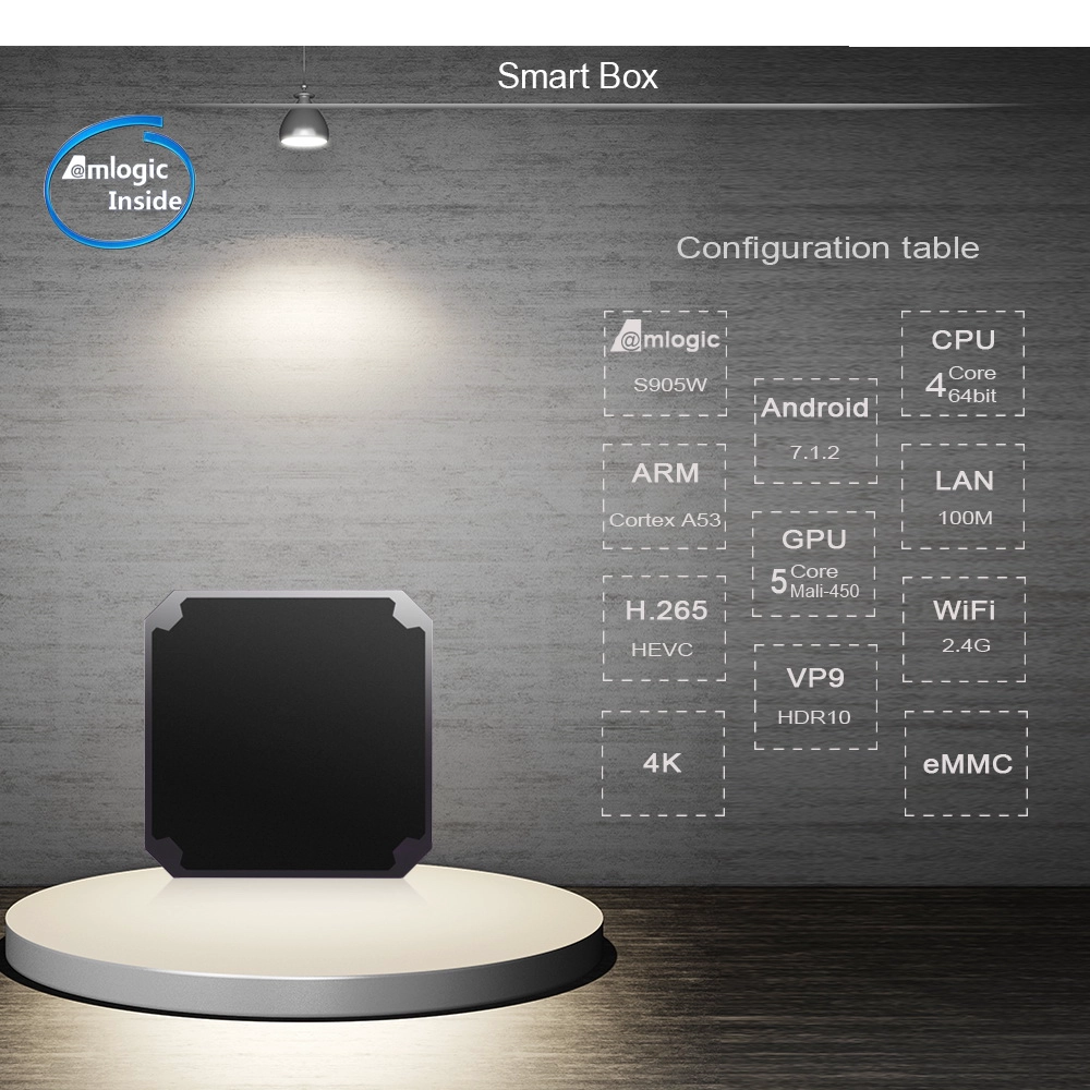 Best Android Box Amlogic S905W Android 7.1.2 Smart TV Box Quad Core Ultra HD Mini Streaming Media Player