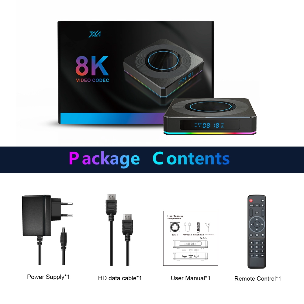 TV Box with Amlogic Chip S905X4 Quad Core 8K Android 11 Dual WiFi