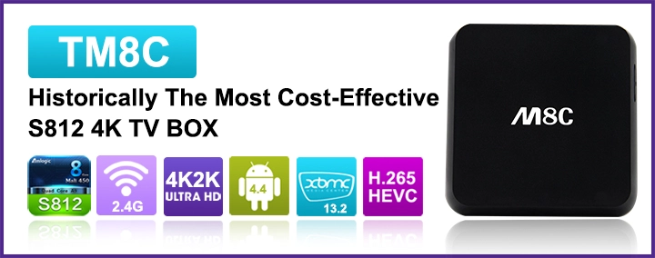Android 4.4 Smart Tv Box Amlogic S812 Quad Core with Bluetooth 4.0 Support UHD 4K H.265 TM8C