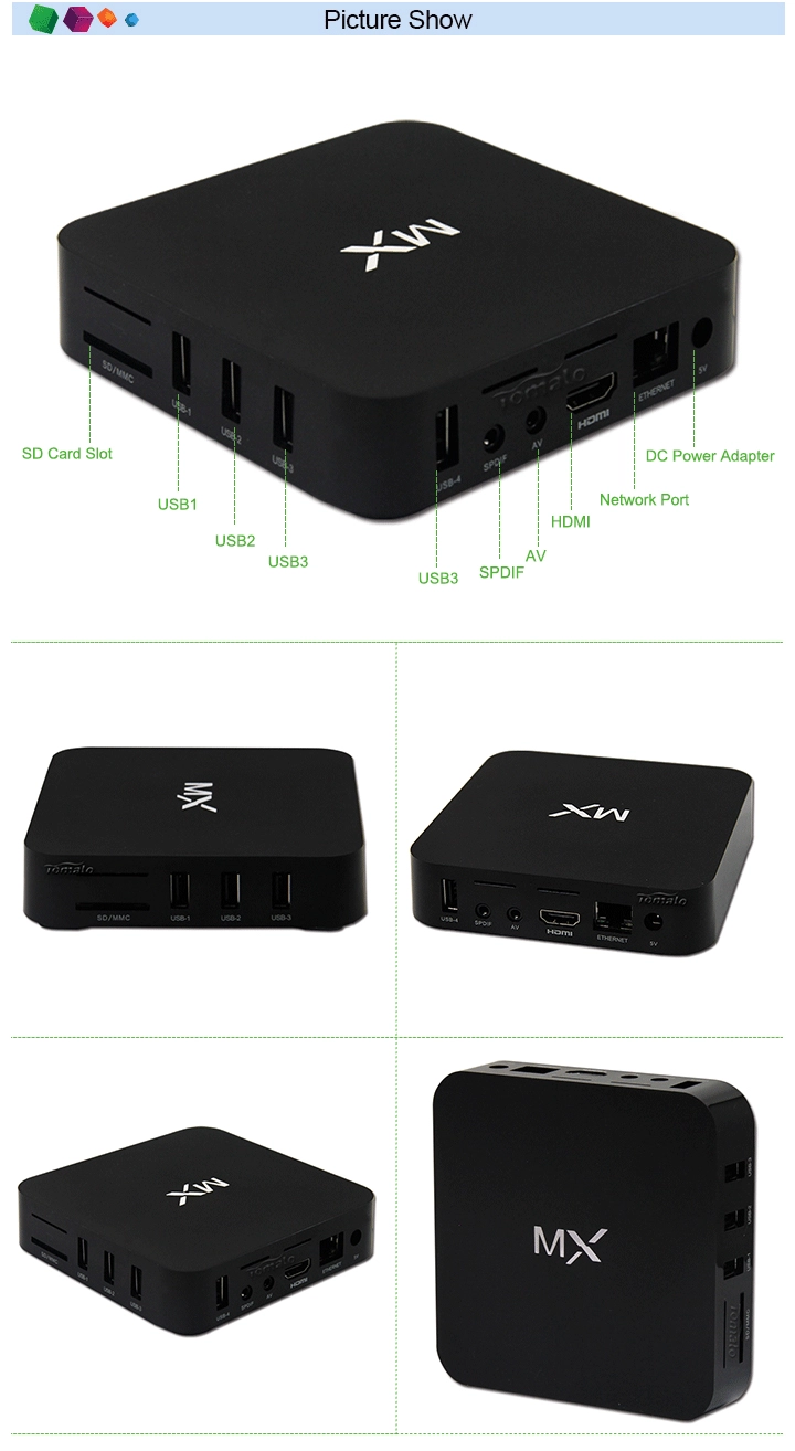 XBMC TV Box 1GB/8GB support expand memory full hd media player MX