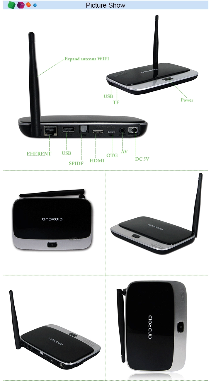 Quad Core TV Box Mail-400 GPU Bluetooth 4.0 RK3188 Live Streaming Box CS918