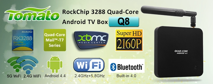Quad Core TV Box 4K2K WiFi 5.8GHz Bluetooth 4.0 Q8