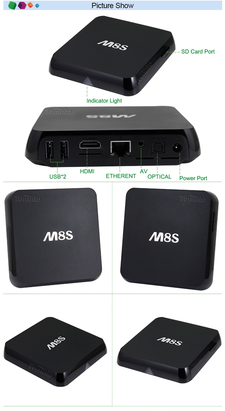 Smart Android TV Box Amlogic S812 Quad Core Cortex-A9r4 2.0GHz Android 4.4 KitKat TM8S