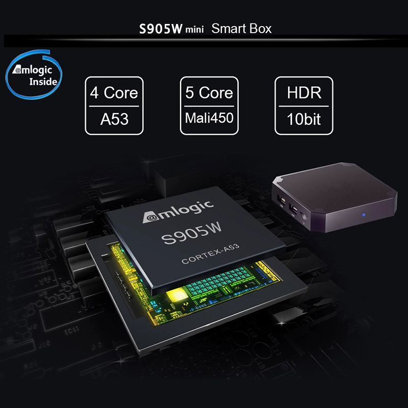 Best Android Box Amlogic S905W Android 7.1.2 Smart TV Box Quad Core Ultra HD Mini Streaming Media Player