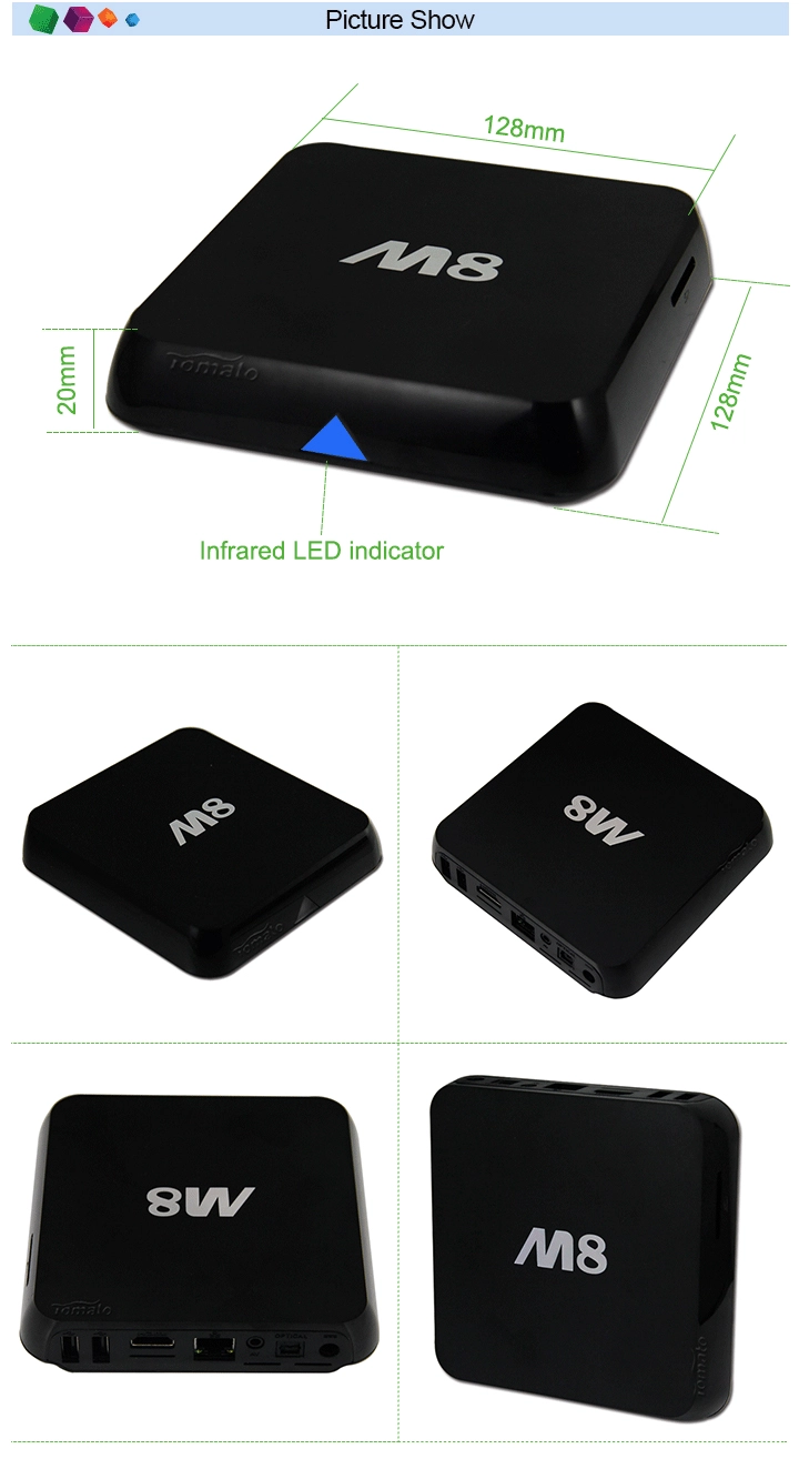 XBMC Android kitkat TV Box Amlogic S802 Android TV Box Quad Core 2.0GHz 2GB 16GB Bluetooth 2.4G/5G Dual WiFi