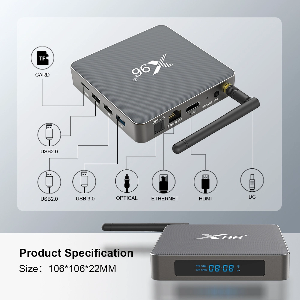 X96 X6 Rockchip RK3566 Quad Core Android 11 8K HDR Dual WiFi 2T2R Set Top Box