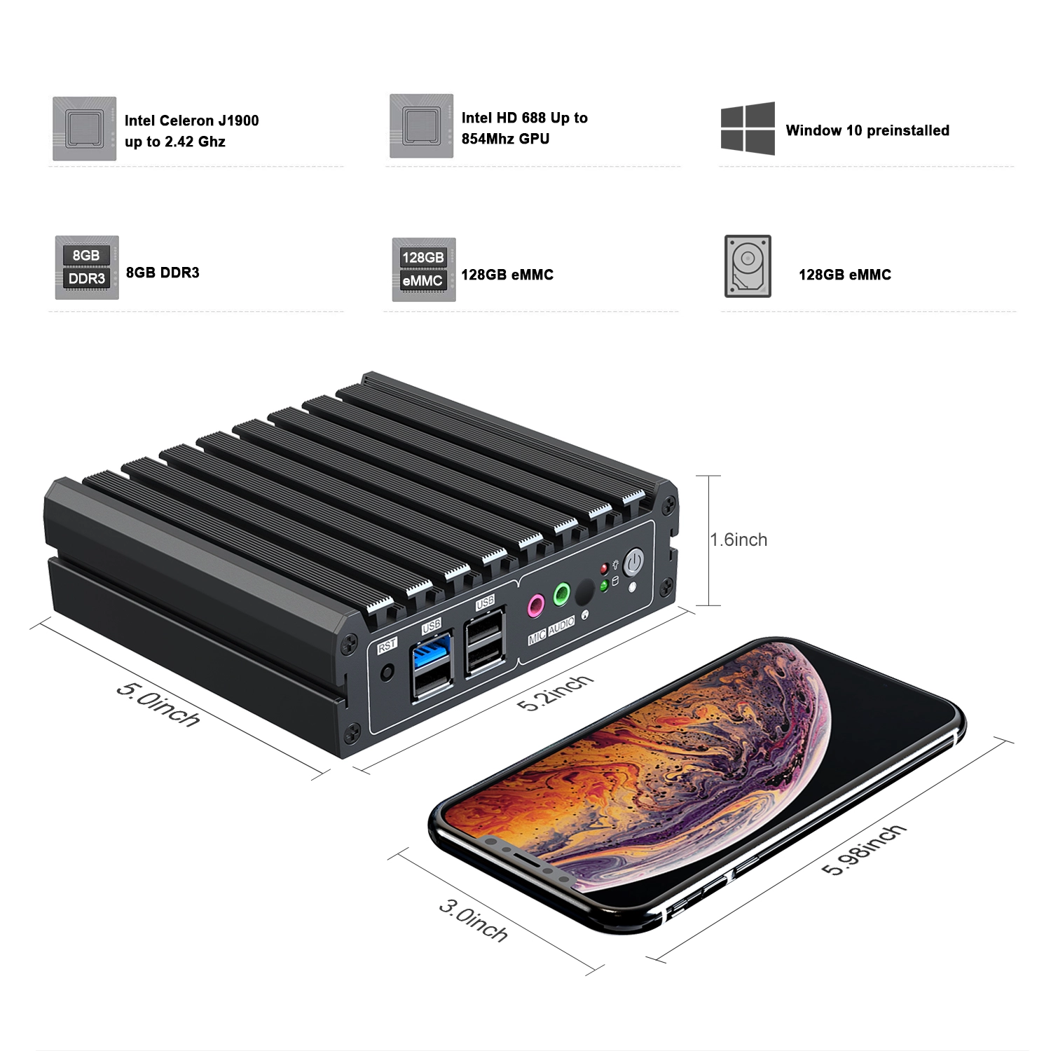 High-Performance Industrial Control Mini PC with Windows 10
