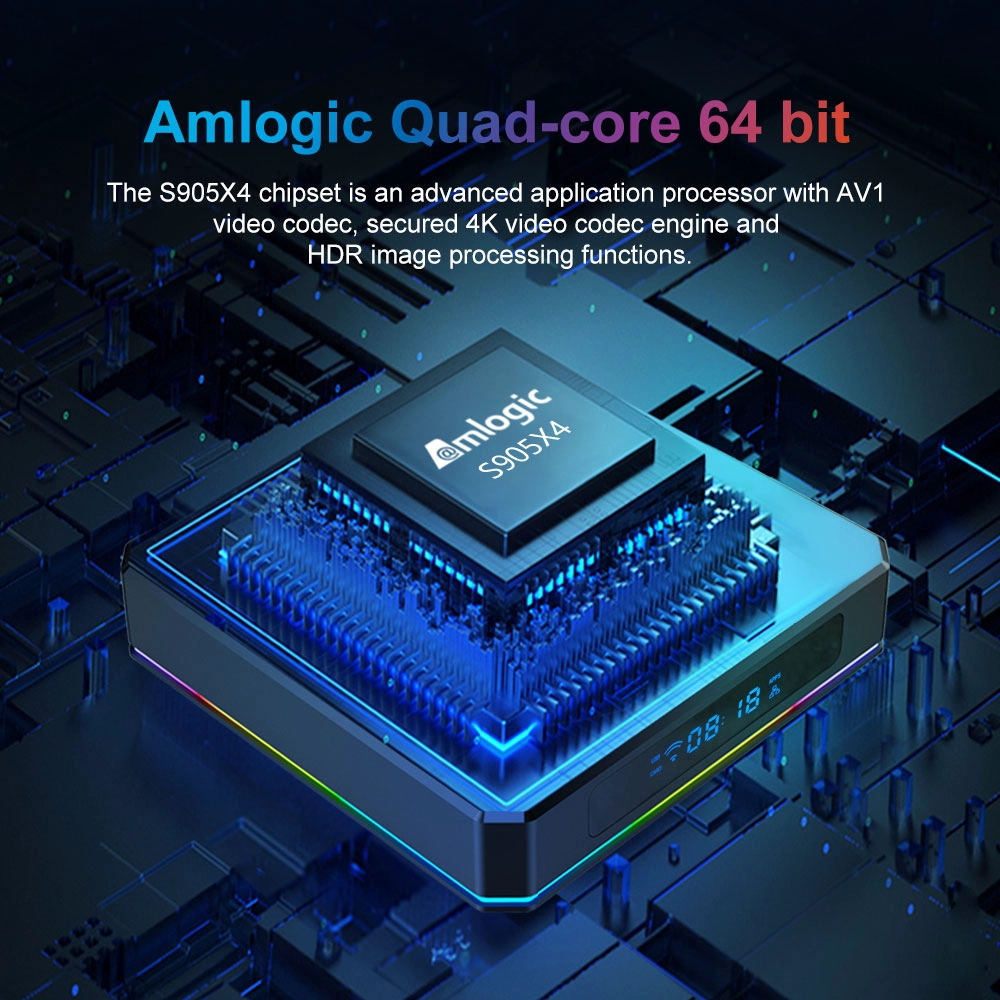TV Box with Amlogic Chip S905X4 Quad Core 8K Android 11 Dual WiFi