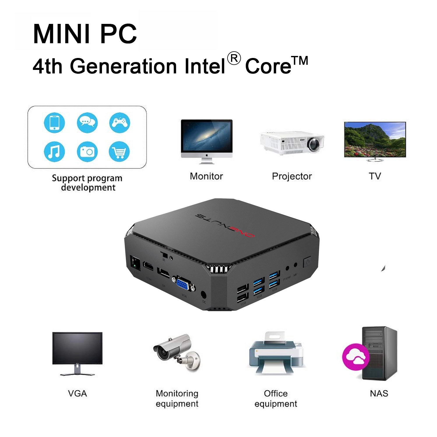 Onenuts Nut 6 Intel Core Mini PC 4th Generation i3-4100U/i5-4200U/i7-4500U