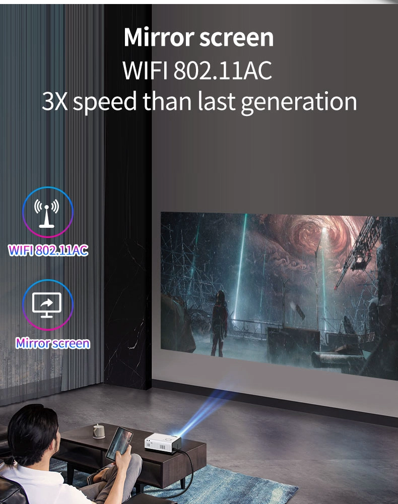 Android 9.0 Dual-Band WiFi Smart Mini Portable Projector