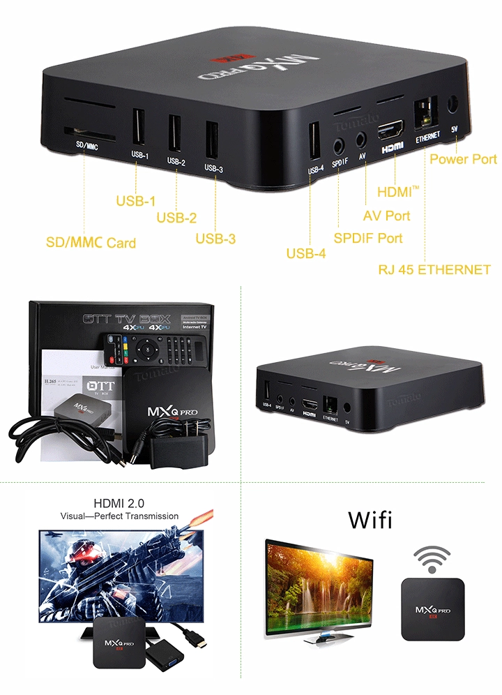 MXQ PRO Android tv box android5.1.1 64-bit support 4k*2k