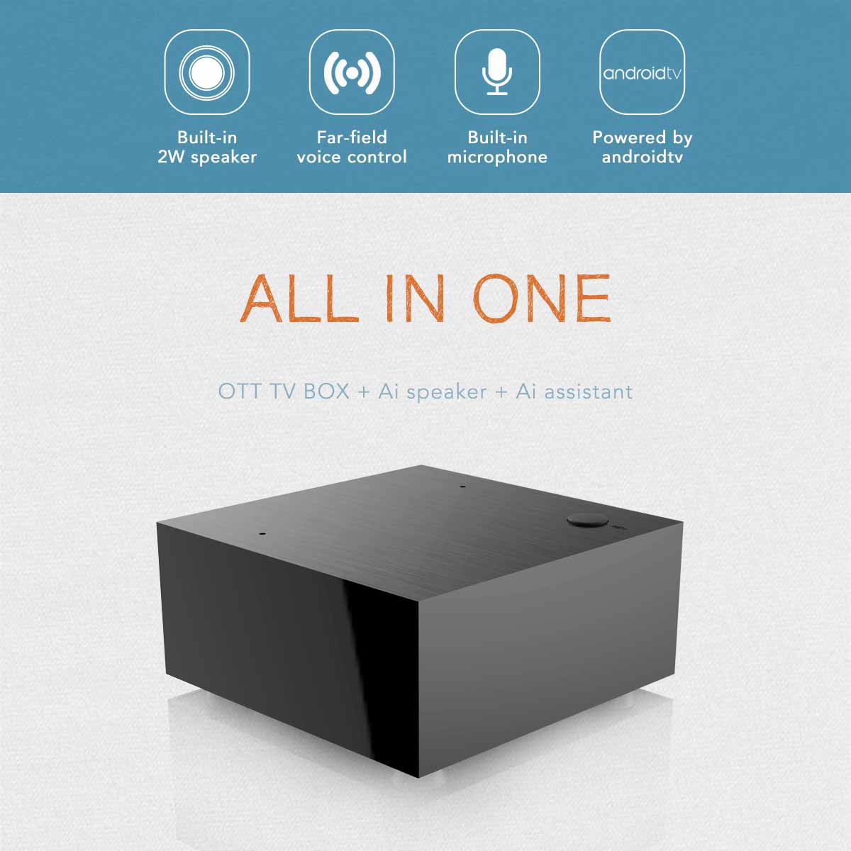 OTT TV Box Amlogic S905W Built-in Speaker And Microphone Powered By AndroidTV