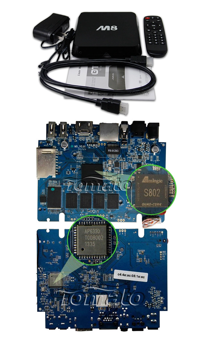Amlogic Quad Core 4K Media Player S802 Android 4.4 KitKat 4K Media Player Support HDMI-CEC Function