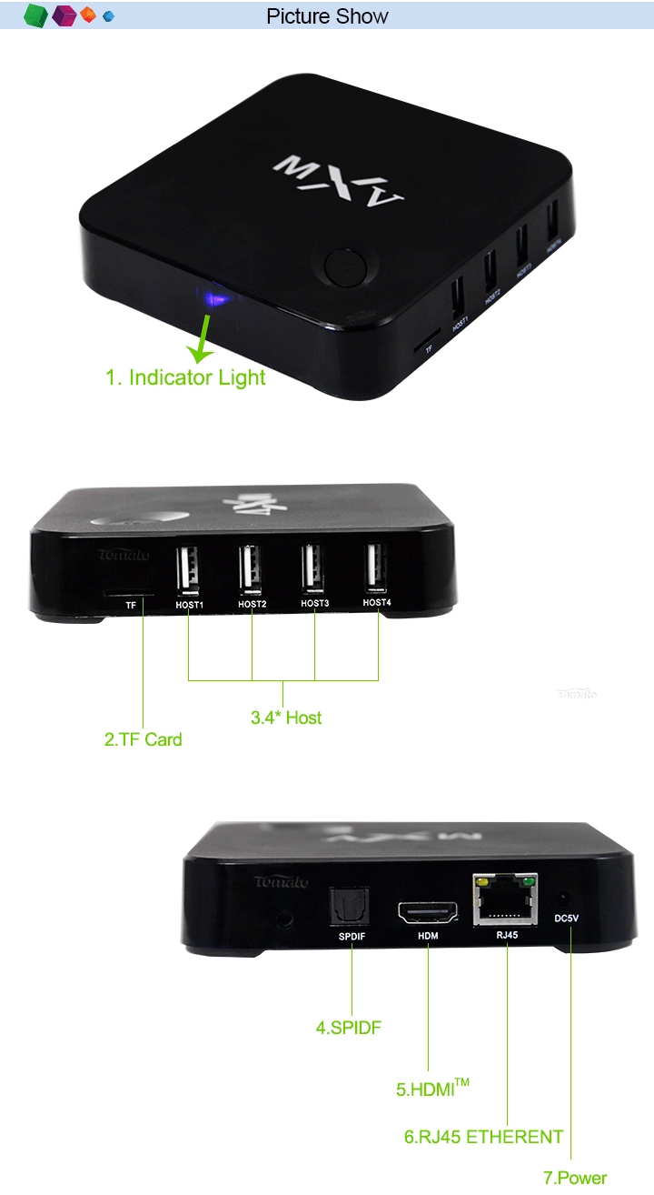 Smart TV Box Android Kodi 15.2 Smart Android TV Box Quad Core Wifi MXV S805 Quad Core OTT TV Box