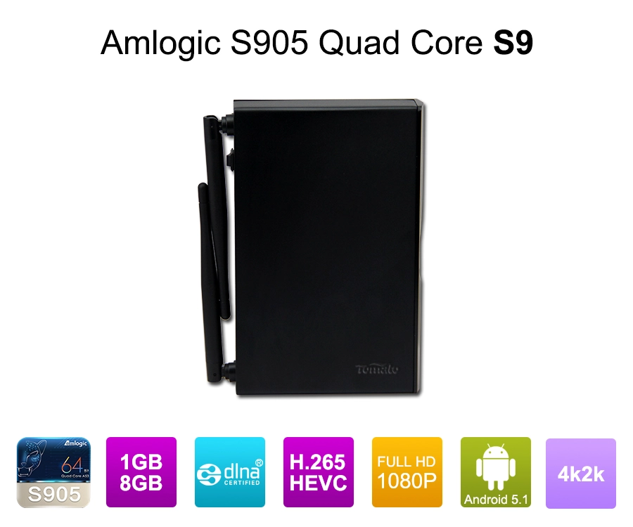 AMLOGIC S905 Quad Core Android 5.1 Lollipop 1G 8G 4K 2K UHD Output Media Player S9